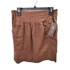 NWT Victor Alfaro brown linen short skirt in size 4 Pockets